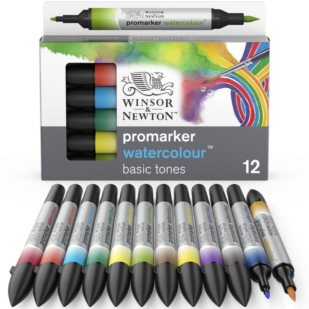 W&N Promarker Watercolour-sett - Basic, 12stk