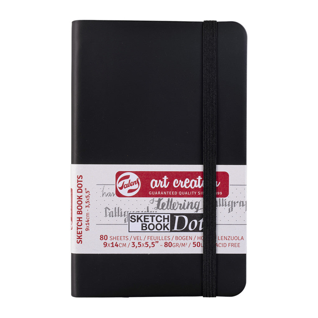 Art Creation Skissebok m/strikk 80g - Sort - Prikker 9x14cm