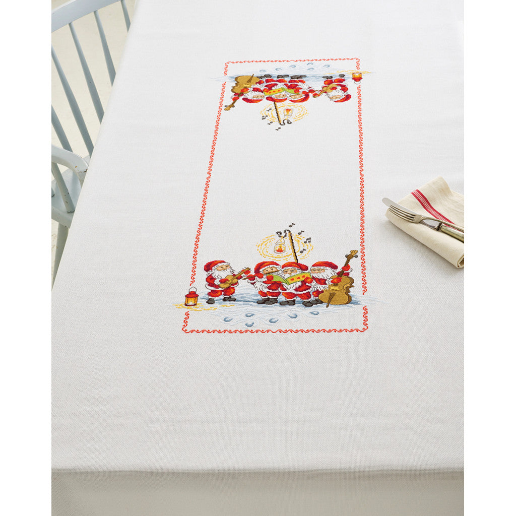 Korsstingbroderi, Juleduk 140x230cm - Orkesternisser