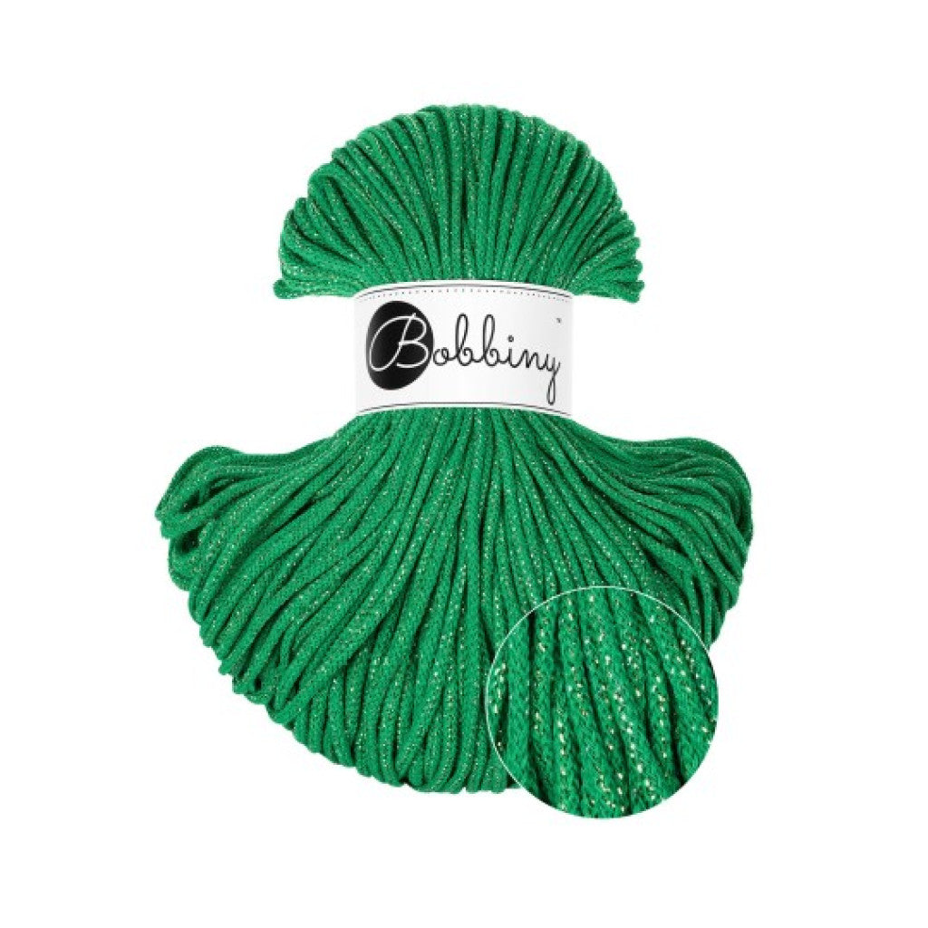 Bobbiny Braided Cord 3mm 100m - Shiny Jade Green