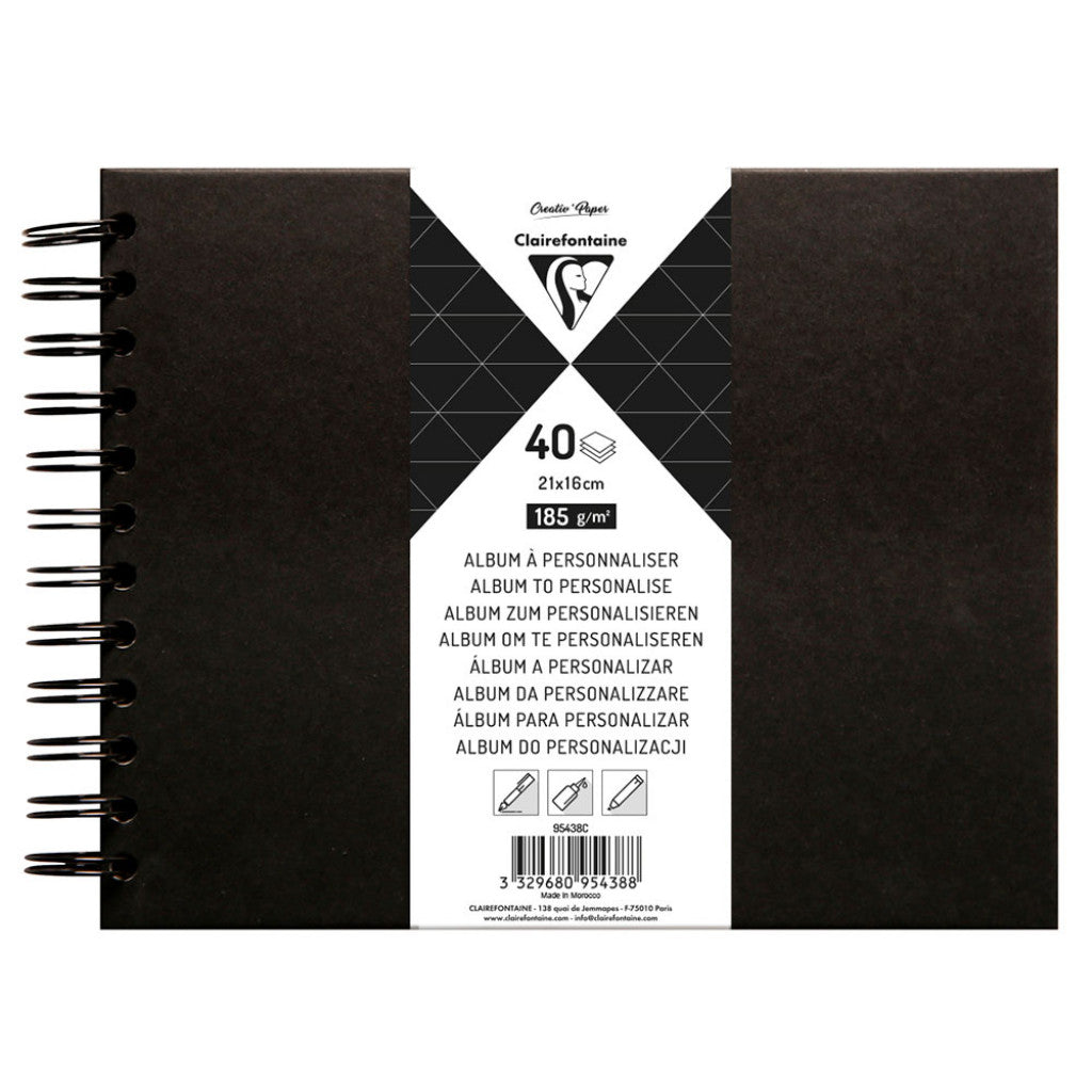 Clairefontaine Album Sort - 185g 40ark - 21x16cm