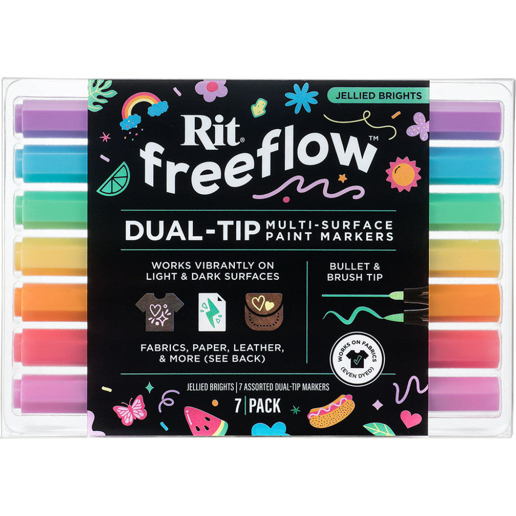 Rit FreeFlow Dual-Tip Markers Sett 7stk - Jellied Brights