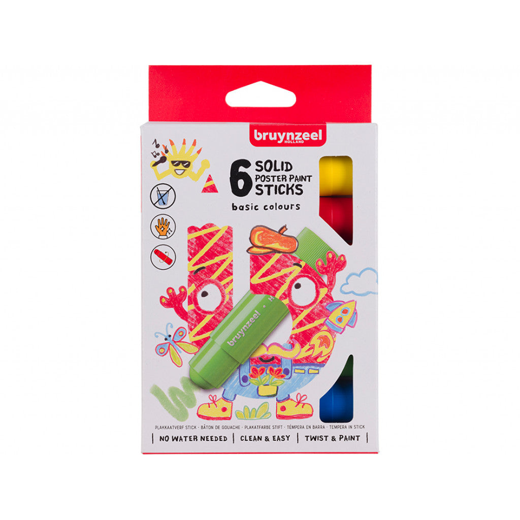 Bruynzeel KIDS Poster Paint Stick 6stk - Basic