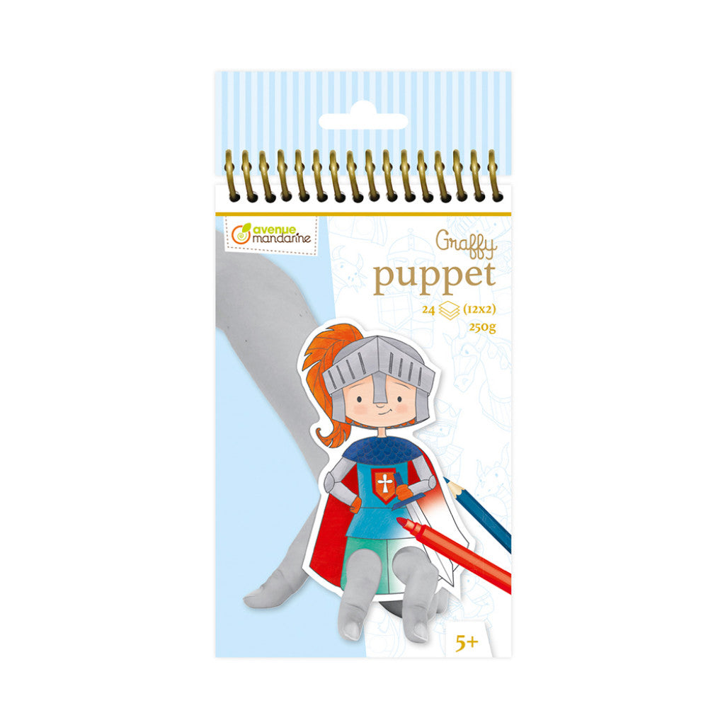 Graffy Puppet Fargeleggingsbok - 10x20cm - Dragons & Knights