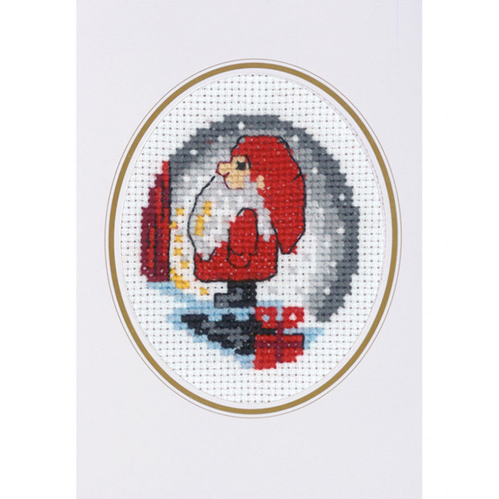 Permin Broderikit - Nisse på trappen, julekort 9x13 cm