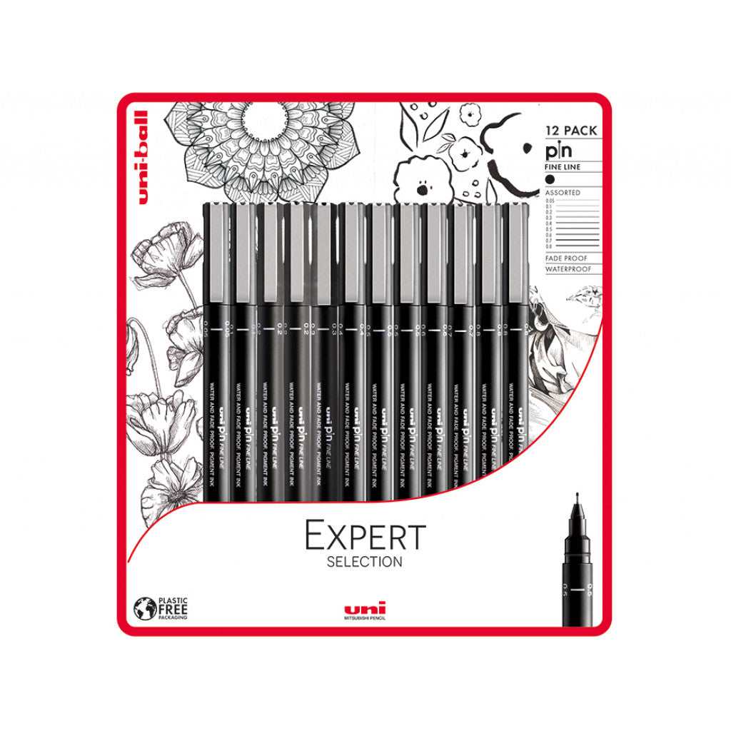Uni Pin Fineliner Sett 12stk  Expert Selection Blister