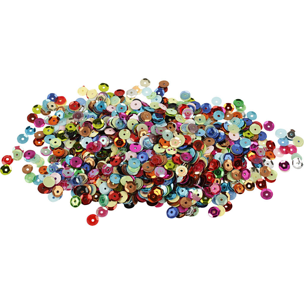 Paljetter, runde, 6mm, 100g