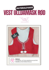 Materialpakke til Damevest, Vest Agder - Ulldamask Rød XS-L