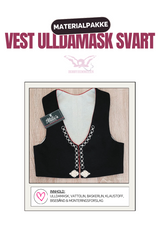 Materialpakke til Damevest, Vest Agder - Ulldamask Svart XS-L