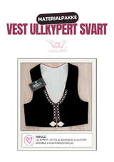 Materialpakke til Damevest, Vest Agder - Ullkypert Svart XS-L