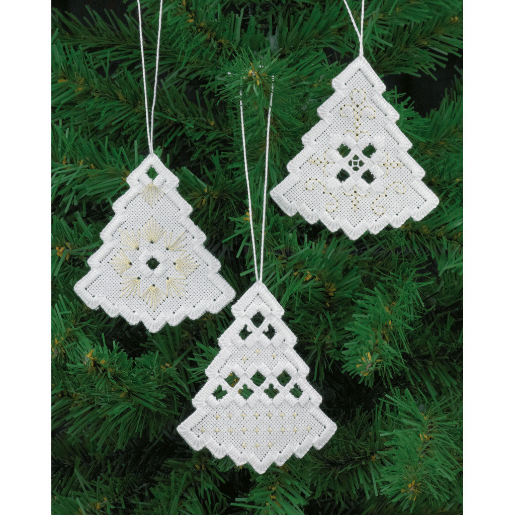 Permin Hardanger - Juletre, 3 stk. 7,5x8 cm