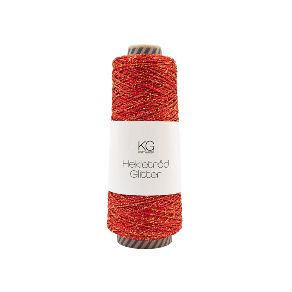 Hekletråd Glitter 1,5mm - Rød