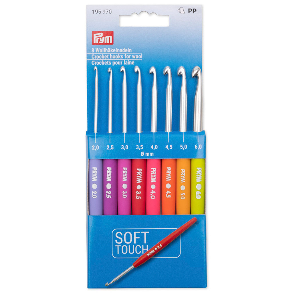 Prym Heklenål Ullsett mykt håndtak -2,0-6,0mm-aluminium