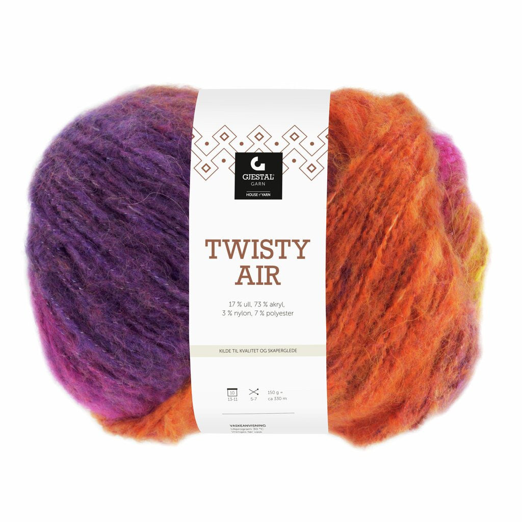 Twisty Air, 150g - 9103 Oransje/Lilla/Pink/Gul