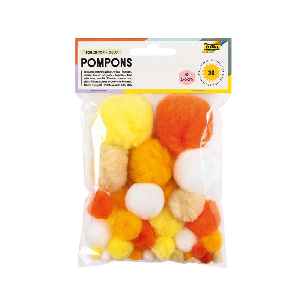 Folia Pomponger 30stk - Tone Mix - Gul