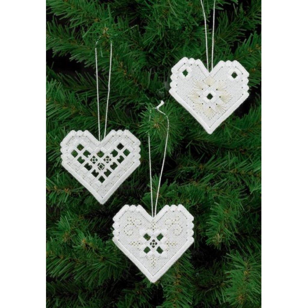 Hardanger hjerte  7,5x7cm 3pck