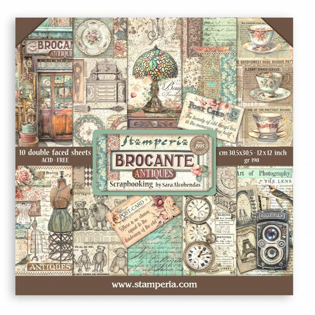 Stamperia Paper Pad 12"X12" - Brocante Antiques