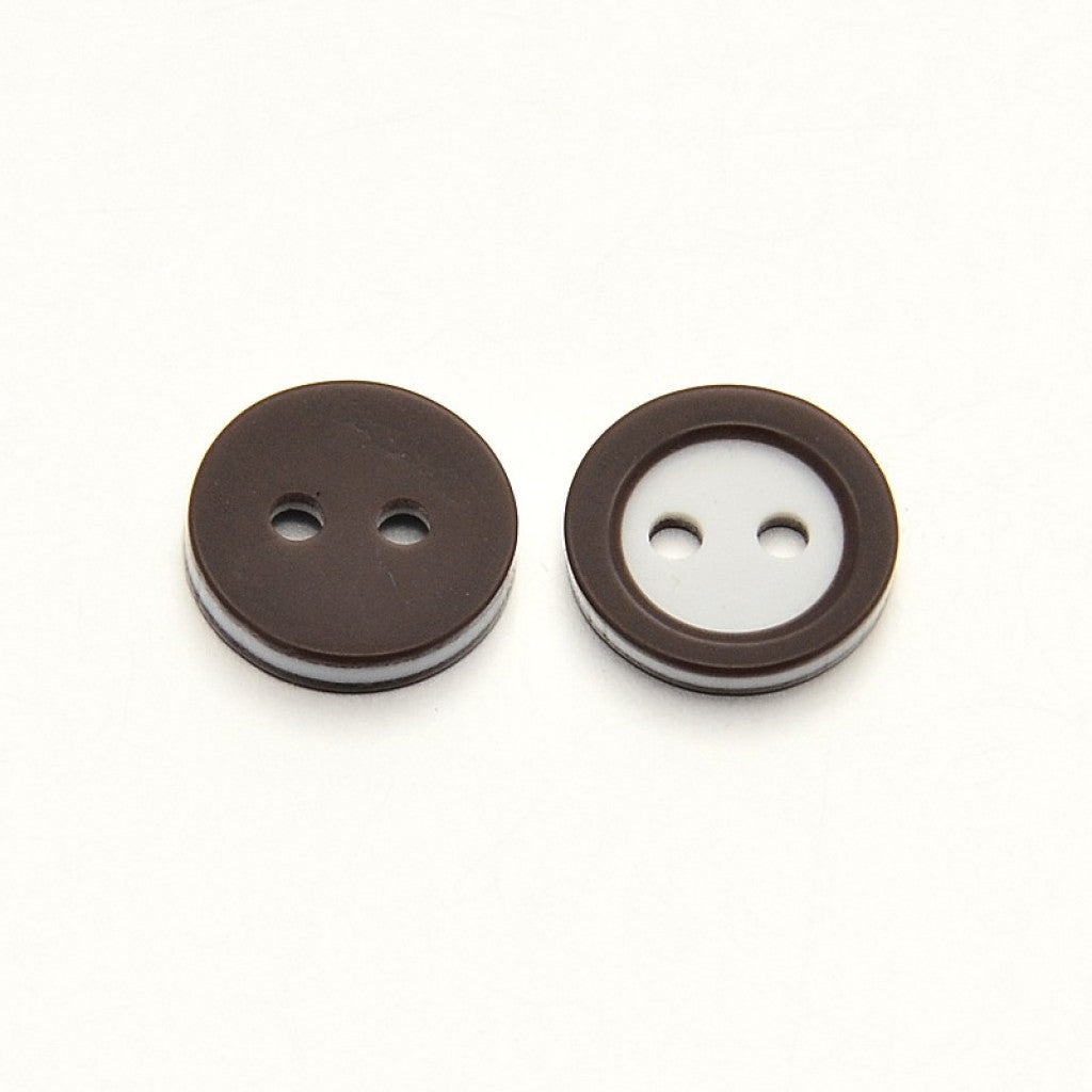 Knapp i Epoxy, 11mm - Ring Coconut Brown
