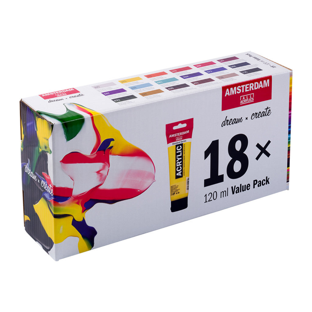 Amsterdam Standard Akryl Sett 120ml - 18 tuber - Value Pack