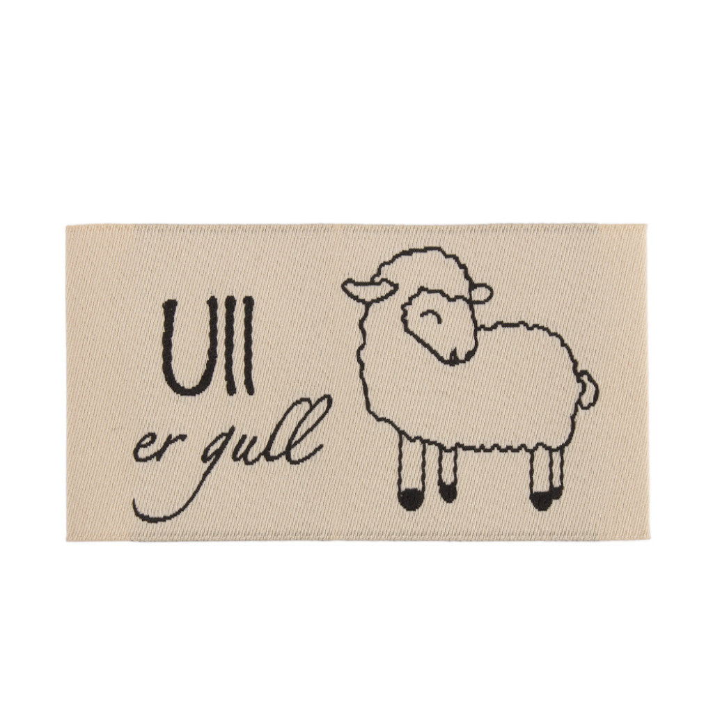 Merkelapp med tekst 35x65mm - Ull er gull