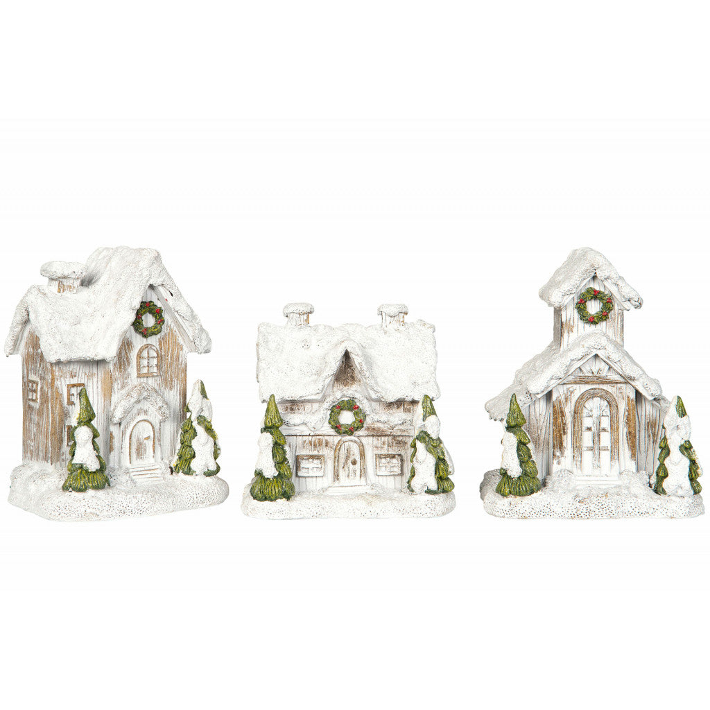 Hus Snöstad Poly (assortert) - ca 13x11x17cm