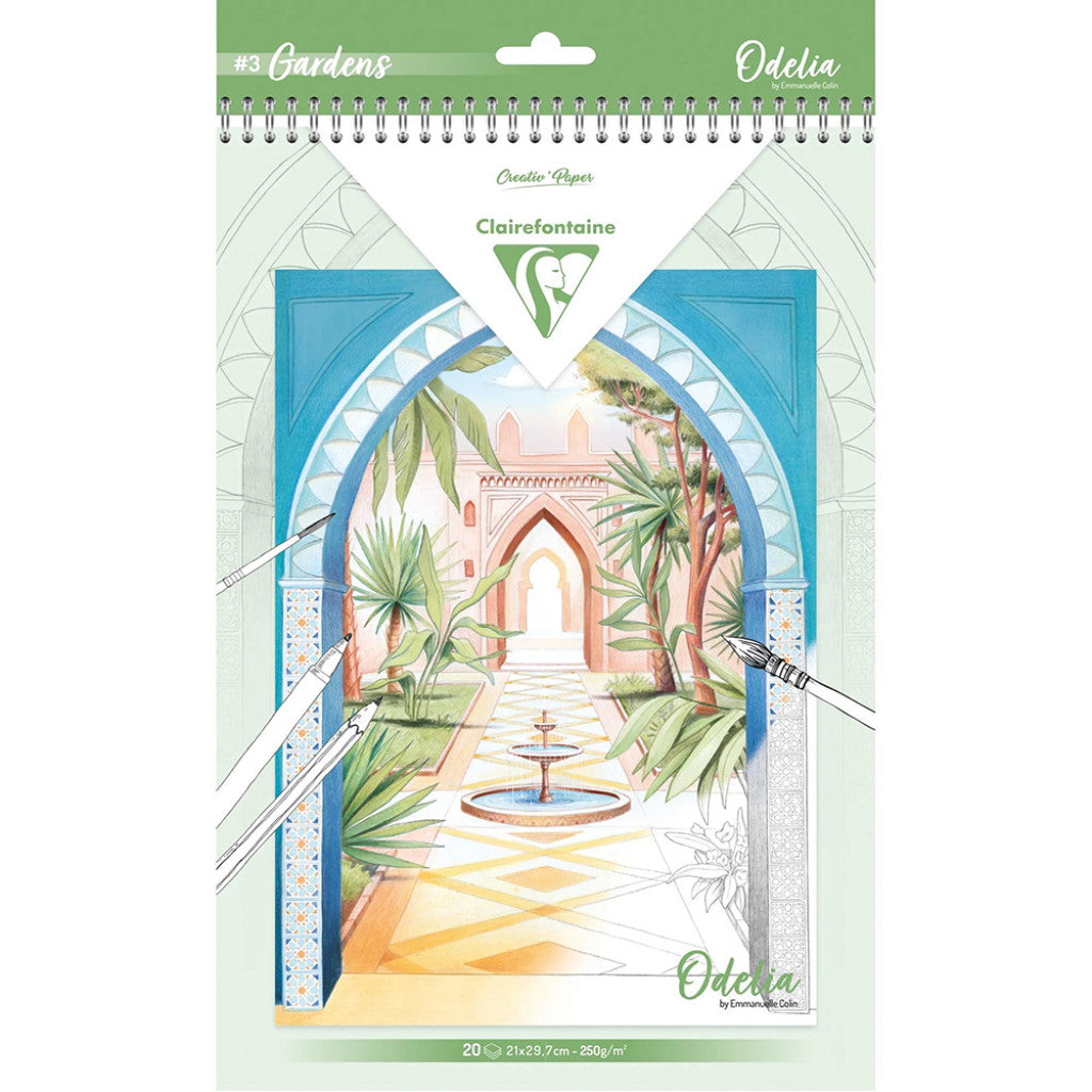 Clairefontaine Odelia Fargeleggingsbok A4 - Gardens