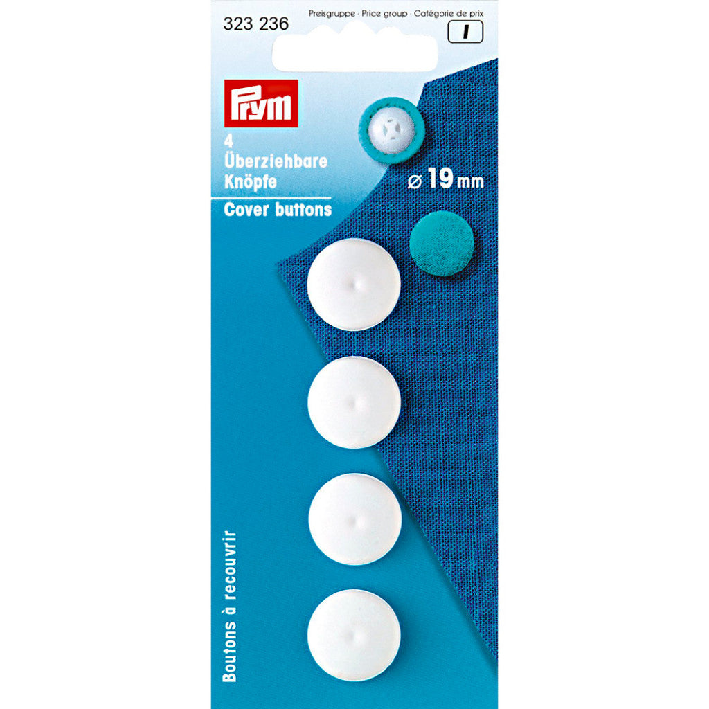 Prym Cover buttons 19mm 4stk hvit