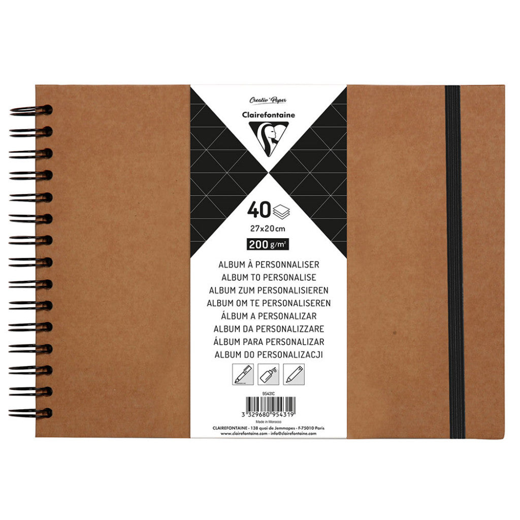 Clairefontaine Album m/strikk Kraft - 200g 40ark - 27x20cm