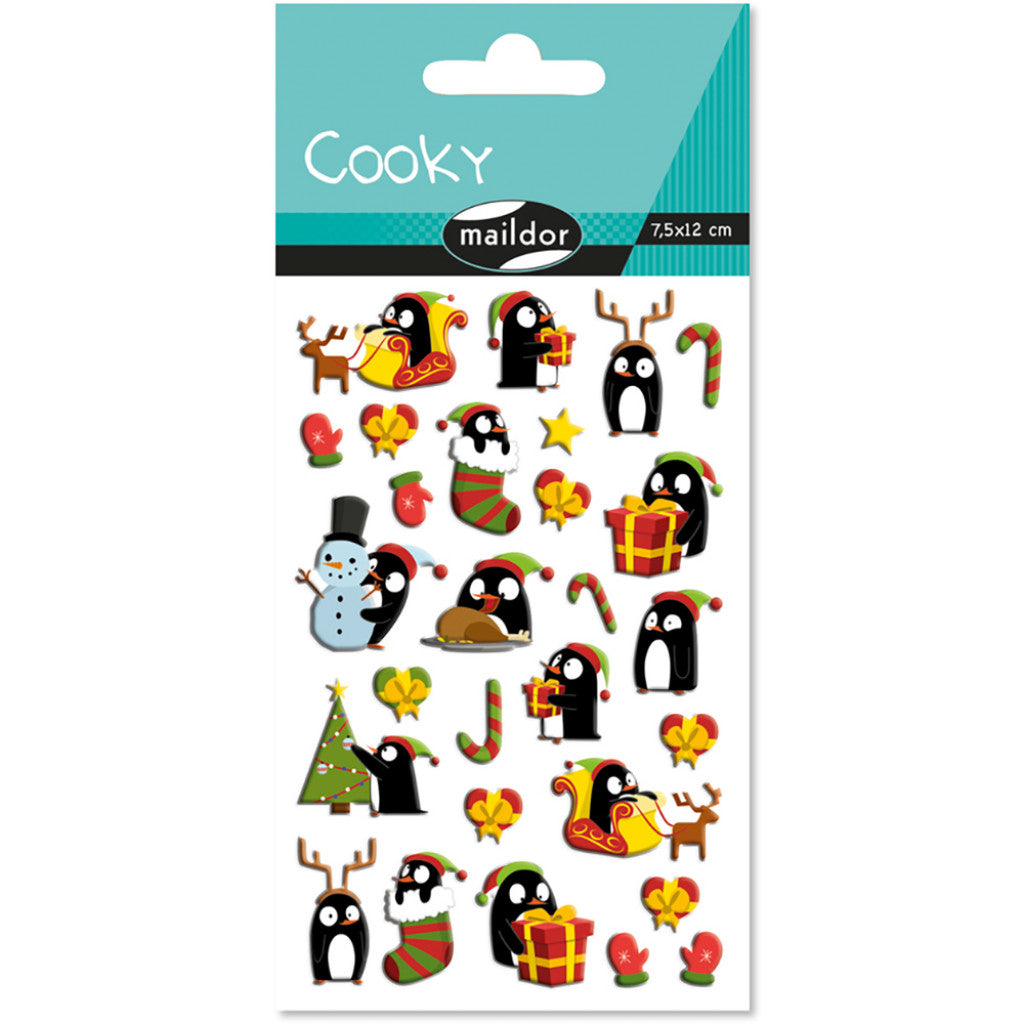 Cooky klistremerker - Jul Pingviner