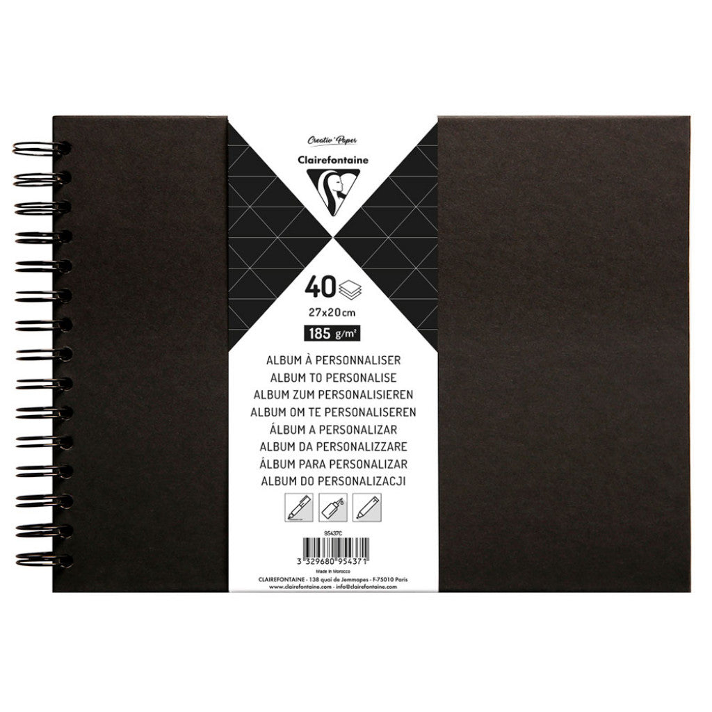 Clairefontaine Album Sort - 185g 40ark - 27x20cm