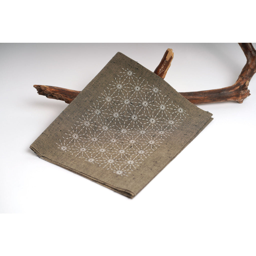 Sashiko lappesett, printet stoff, 20 x 100 cm - T2 Beige
