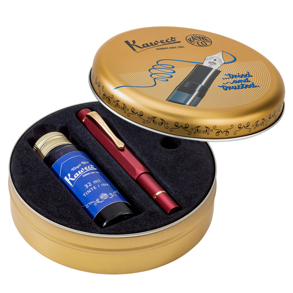 Kaweco Piston Sport AL Fyllepenn Set - F 0.7mm Bordeaux