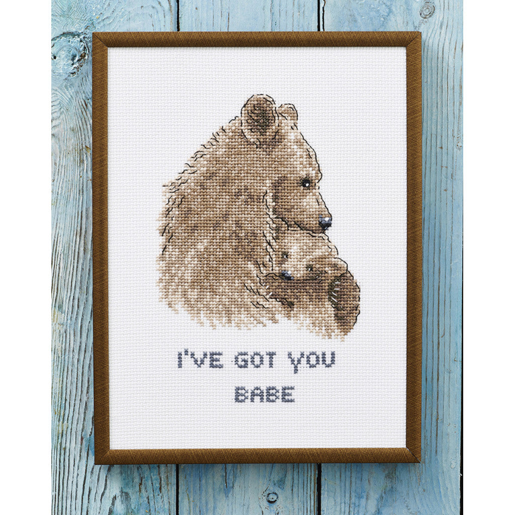 Korsstingsbroderi, bilde - I´ve got you babe, 18x24cm