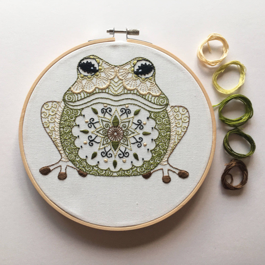 Broderisett - Frog, Ø 18 cm