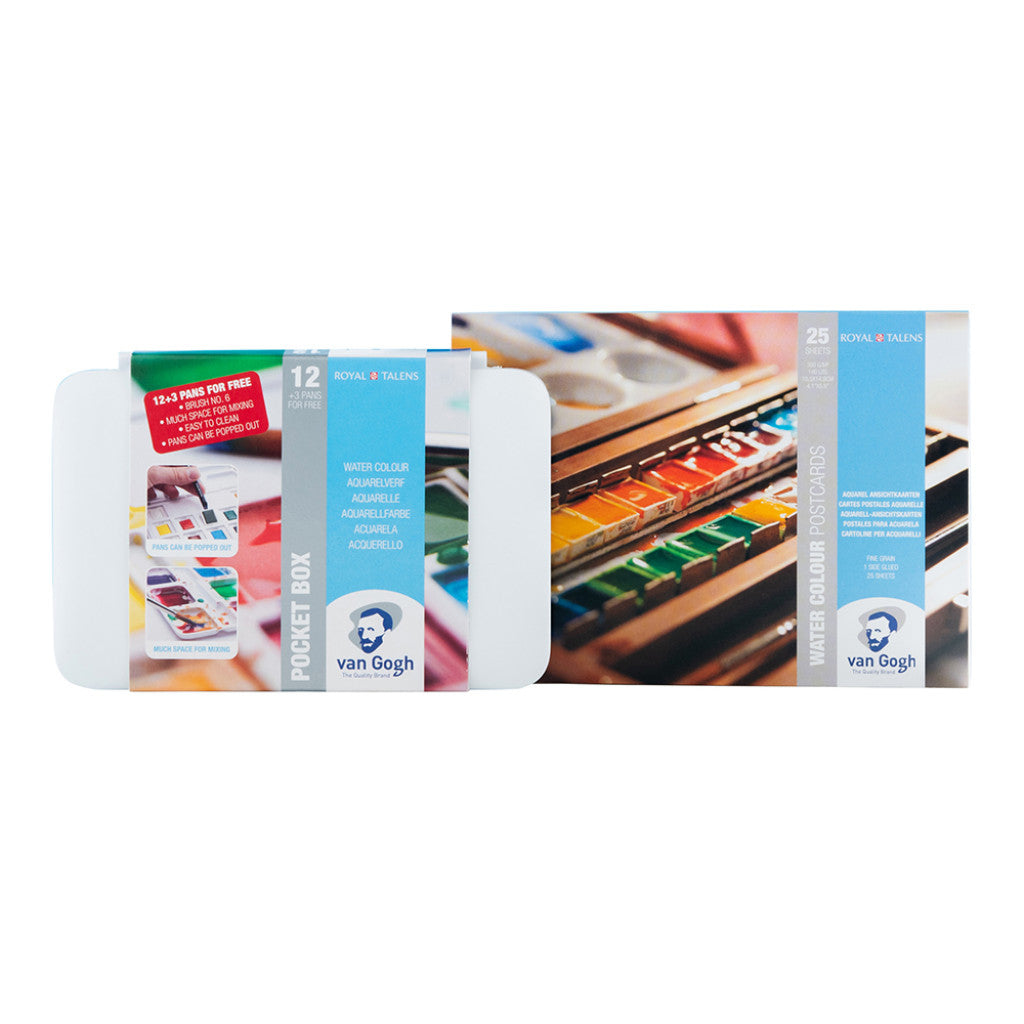 Van Gogh akvarell - Pocketbox og postkortblokk 300g
