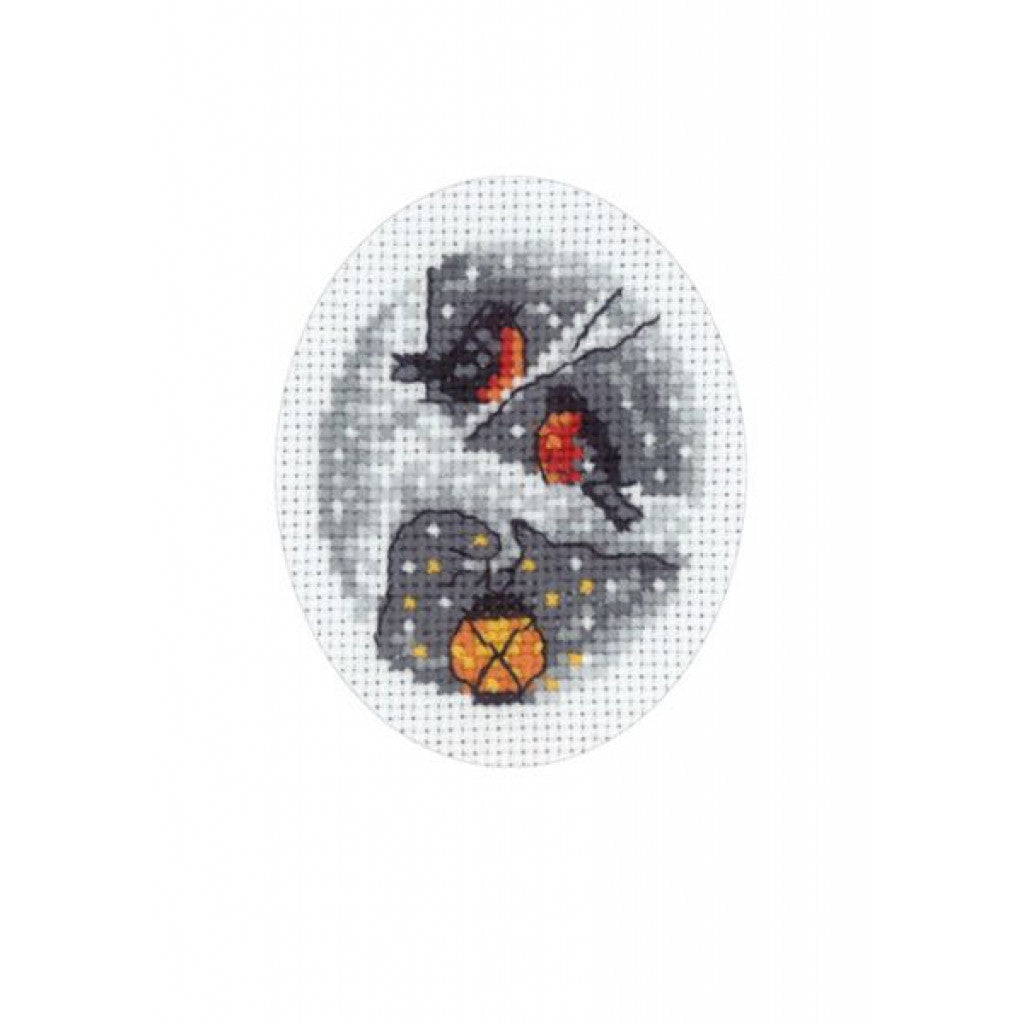 Permin Broderikit - Fugler i tre julekort 9x13 cm