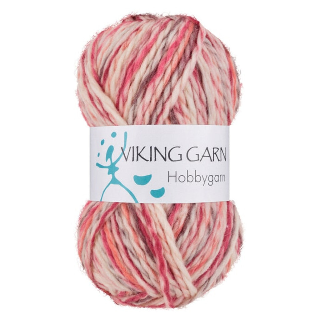 Viking Hobbygarn - 983 Multi rødrosa