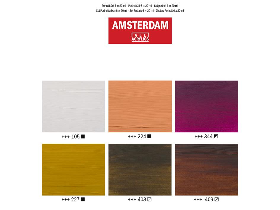 Amsterdam Standard 20ml - Sett 6 ass. Portrettfarger - HobbyHimmelen