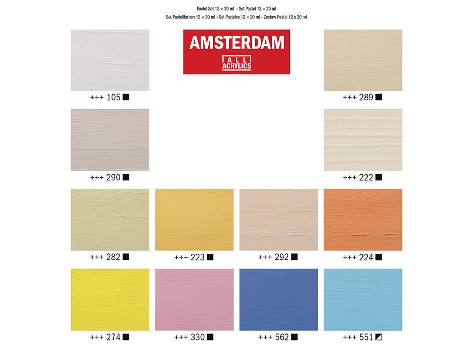 Amsterdam Standard 20ml - Sett 12 ass. Pastellfarger - HobbyHimmelen