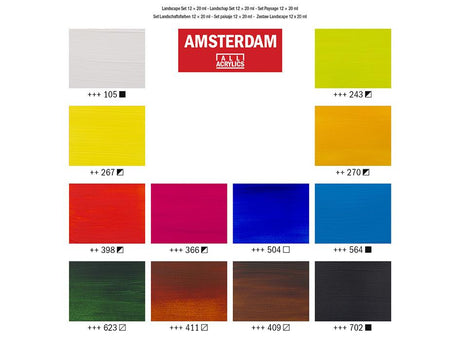 Amsterdam Standard 20ml - Sett 12 ass. Landskapsfarger - HobbyHimmelen