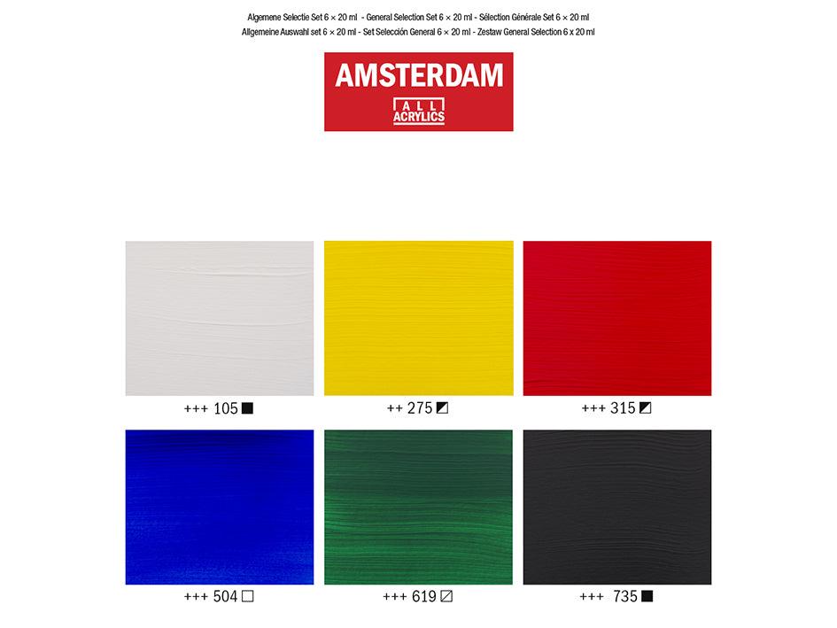 Amsterdam Standard 20ml - Sett 6 ass. farger - HobbyHimmelen