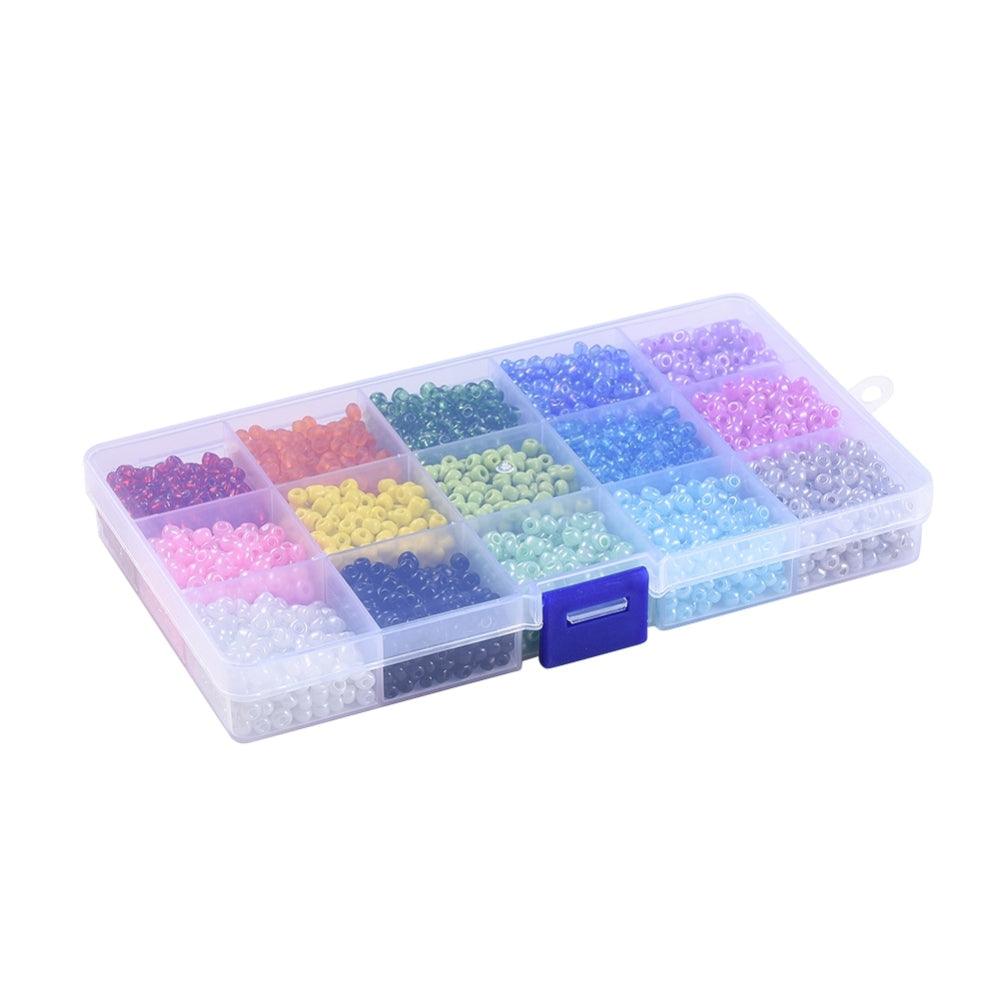 #1 Sett med Seed Beads i 15 Farger 6/0 (4mm) - Rainbow Vibes - HobbyHimmelen