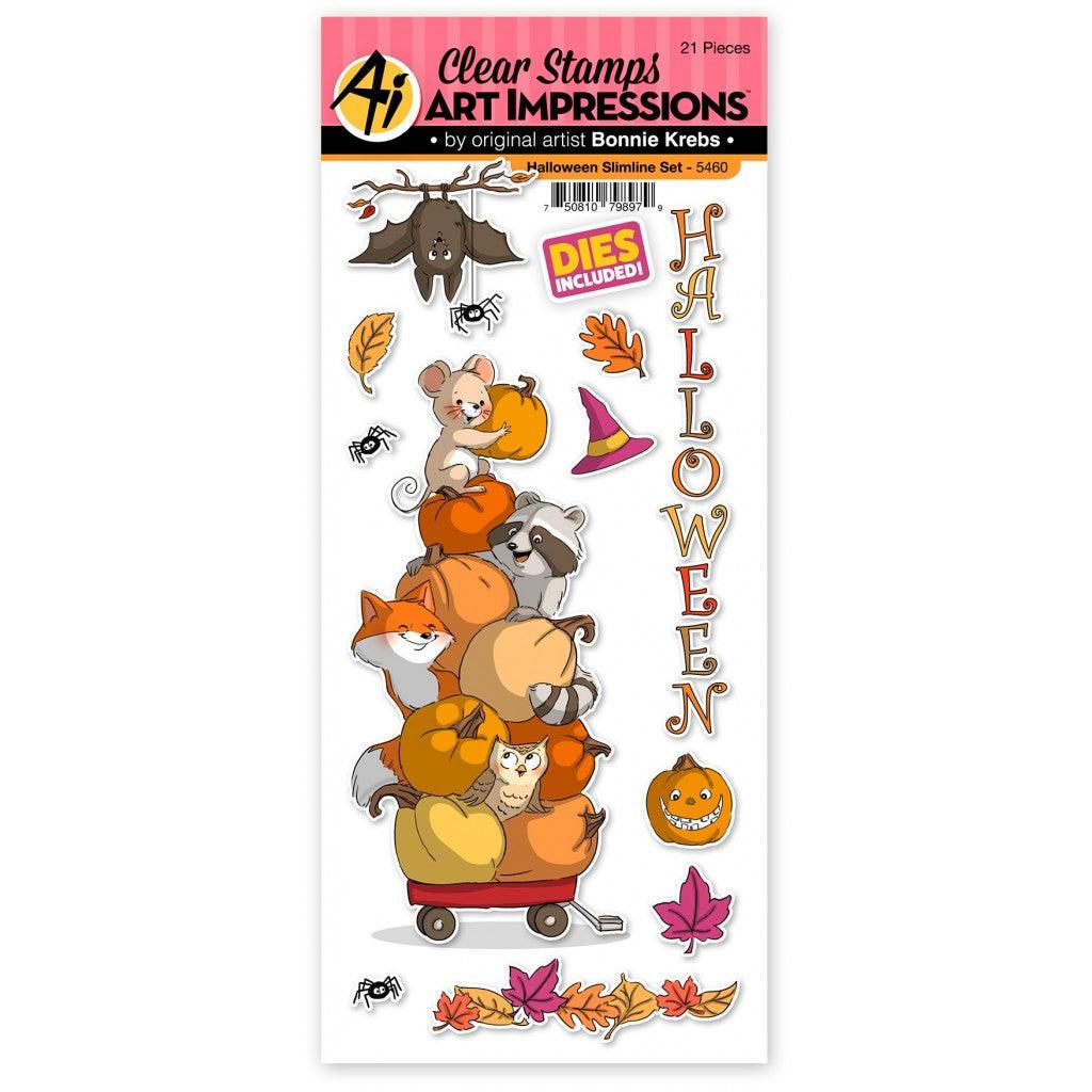 Art Impressions Holiday Stamp & Die Set - Halloween Slimline - HobbyHimmelen