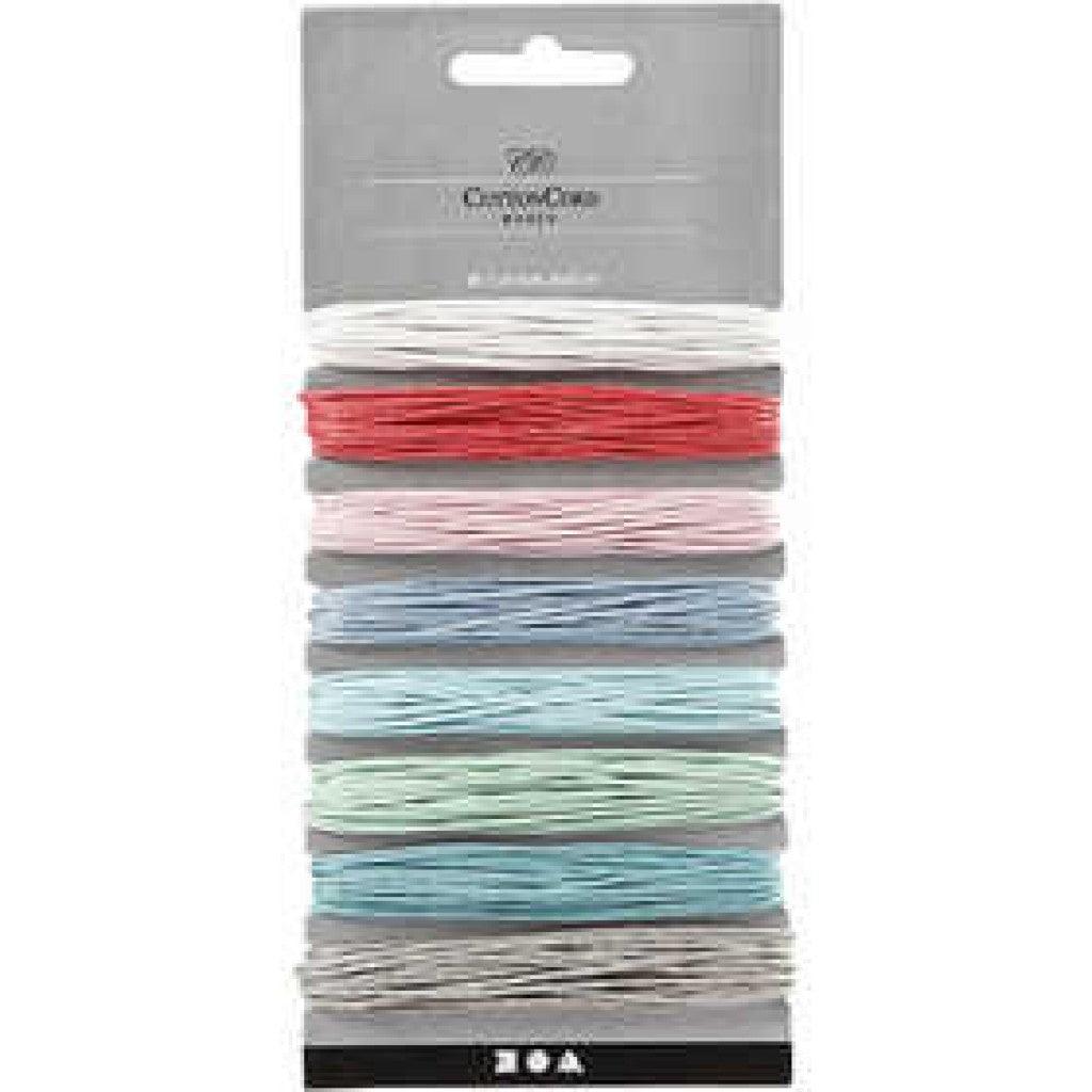 Bomullssnor, tykkelse 1 mm, ass. Farger, 8x5m - HobbyHimmelen