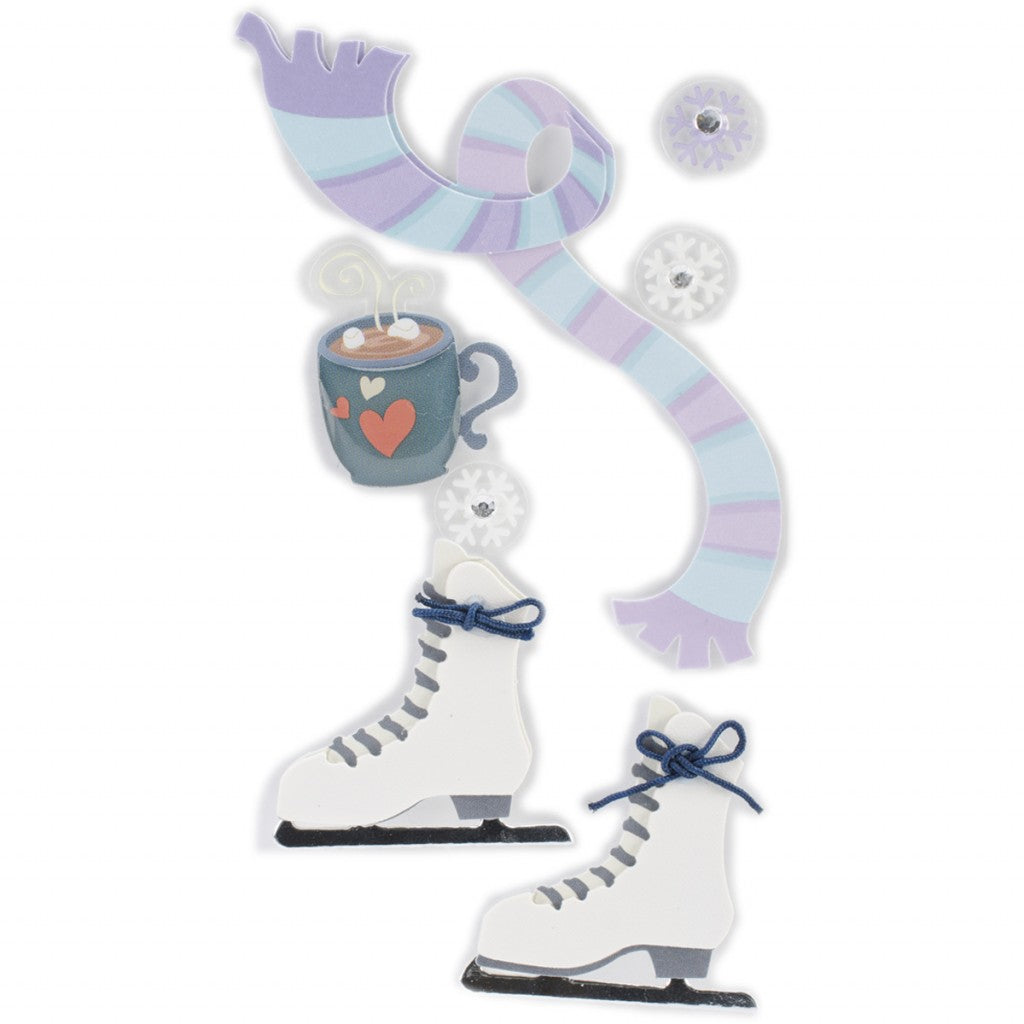 Essentials Dimensional Stickers 2.25"X5" Sheet-Ice Skating