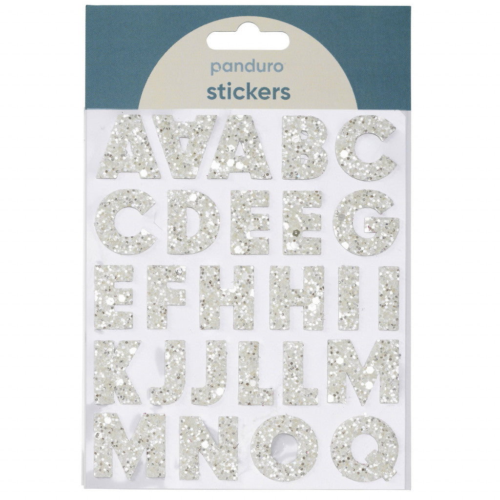 Alfabetstickers - Glitter Hvit