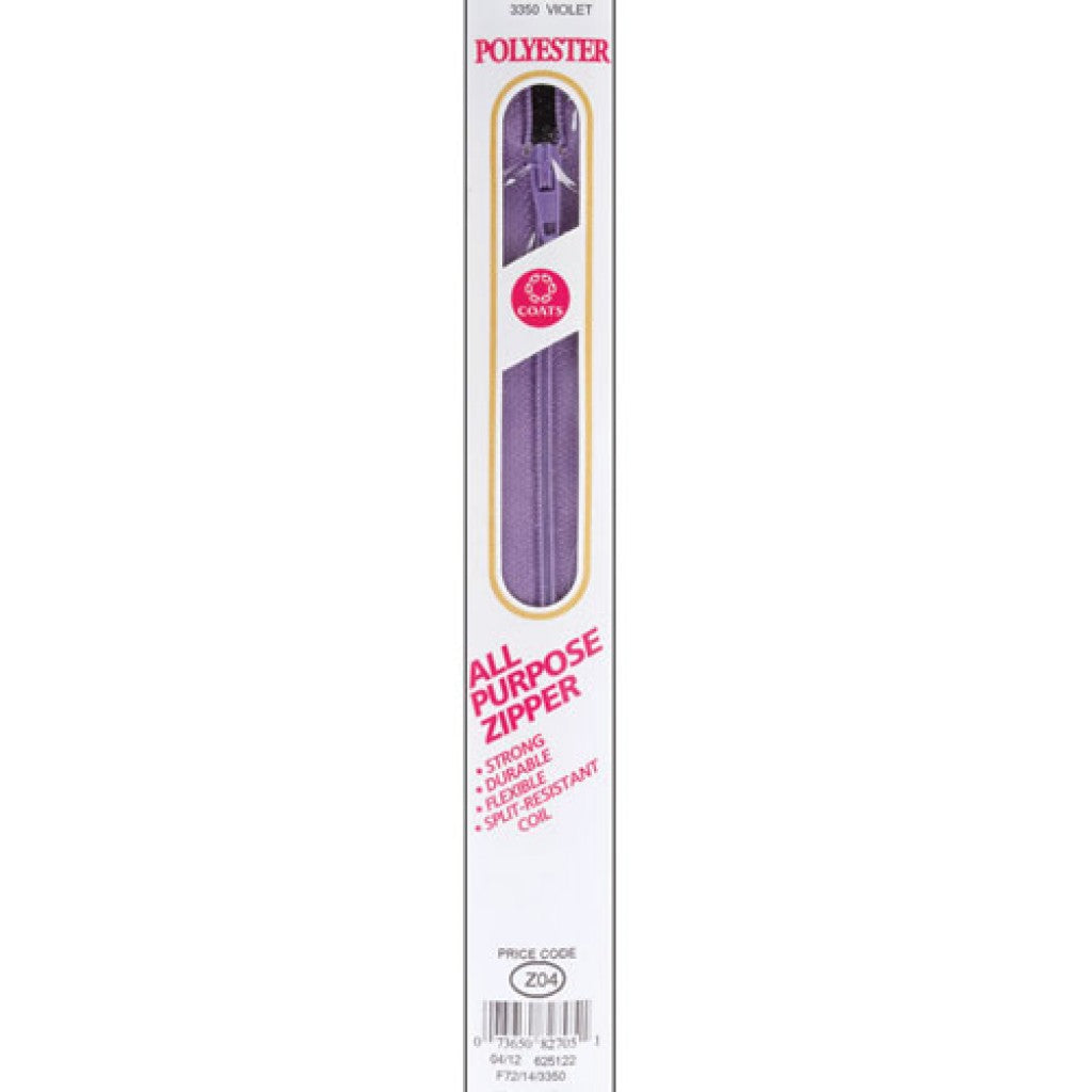 Glidelås i nylon (lukket) - 36cm Violet