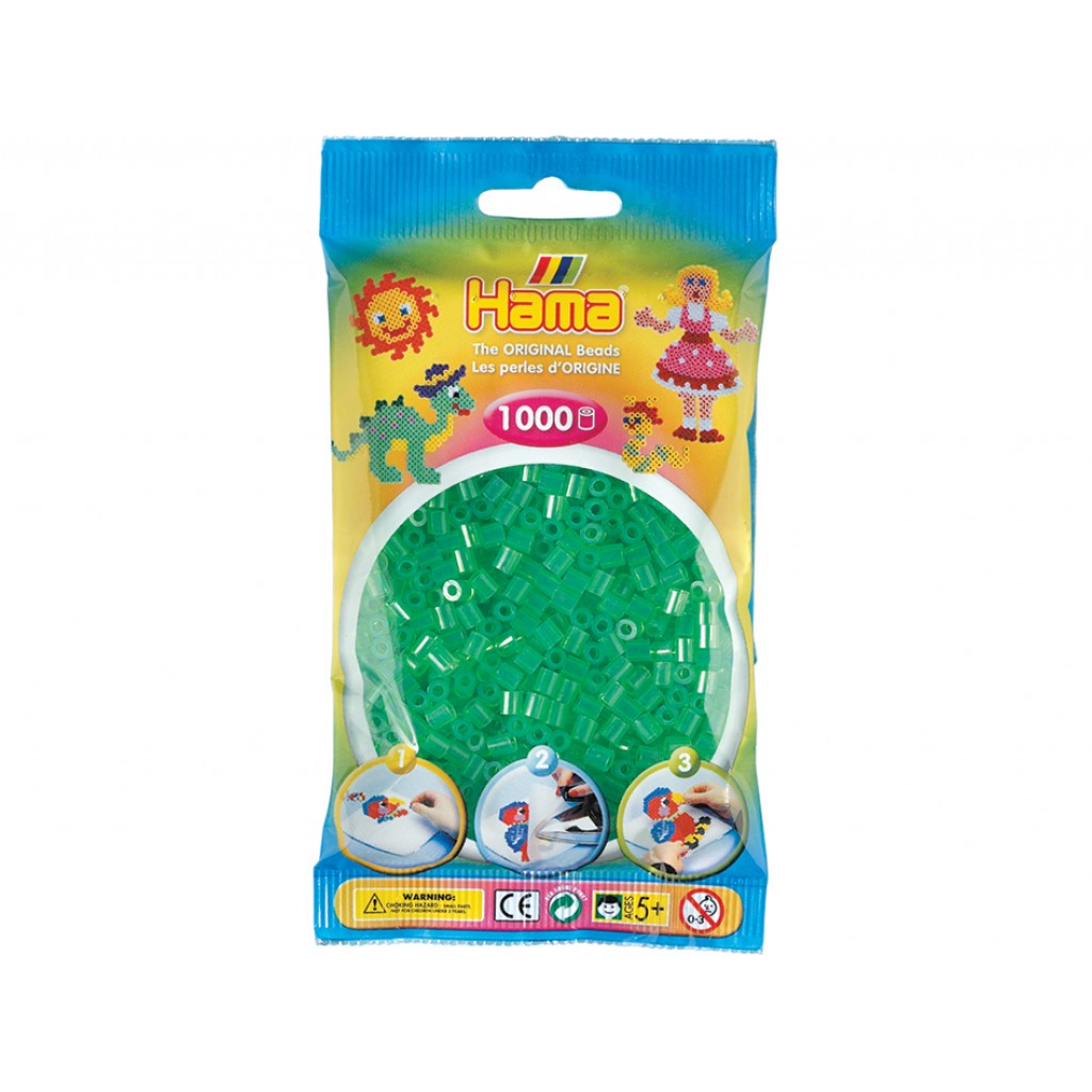 Hama Midi, 1000stk - 16 Transparent Grønn