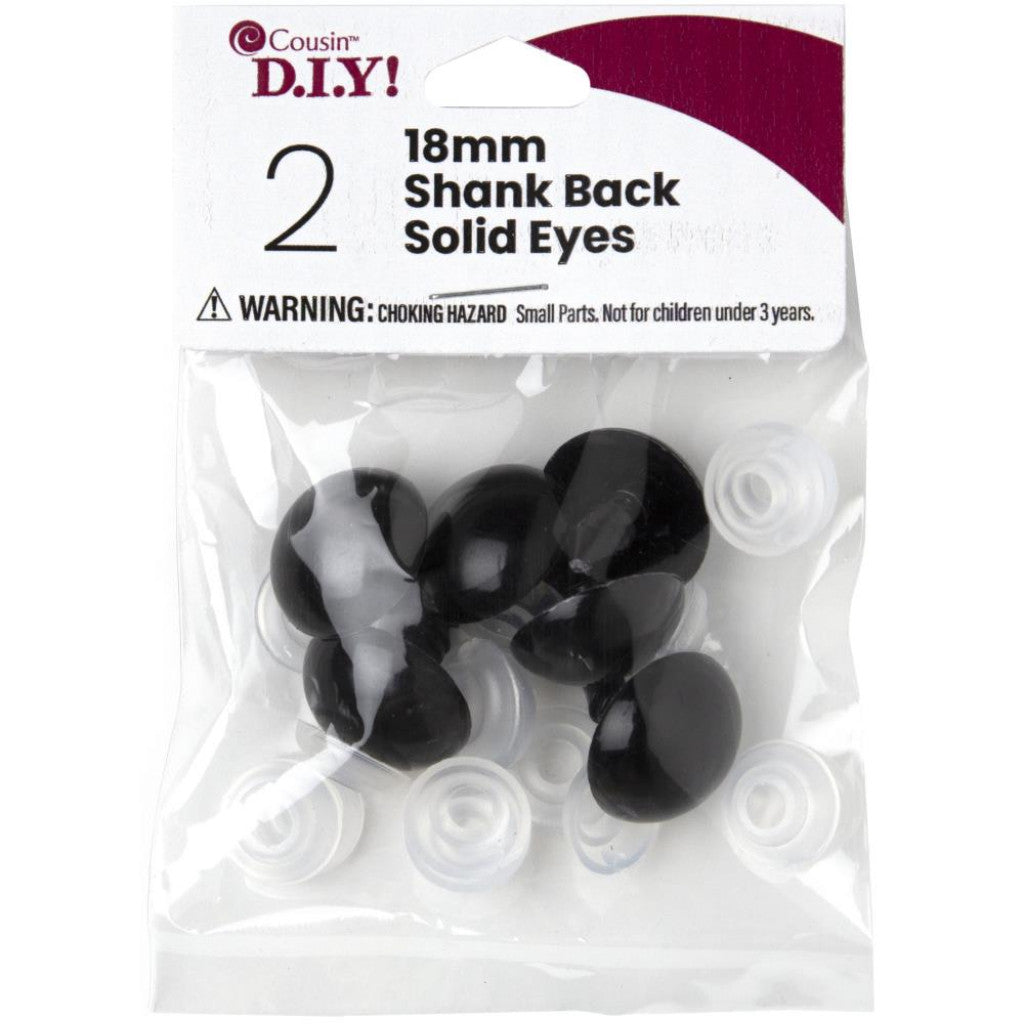 Sikkerhetsøyner Shank Eyes 18mm, 2 par - Svart