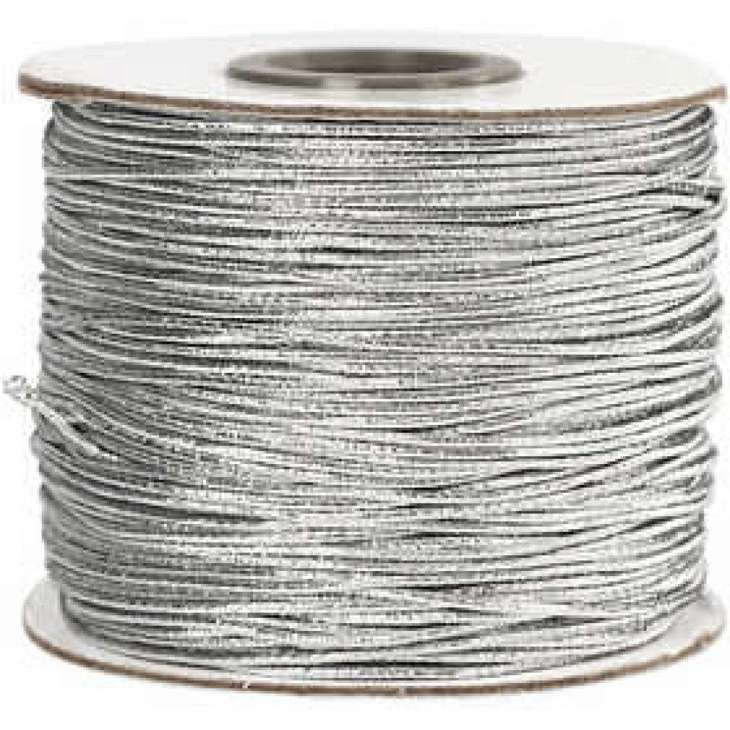 Elastikksnor, 1mm, 100m - Sølv